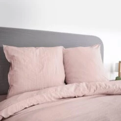 Parure De Lit 2 Places Microfibre Lavée Rose Poudré