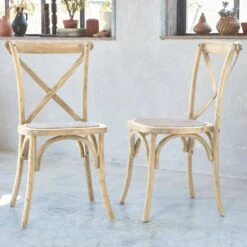 Chaise De Bistrot Vintage Bois (lot De 2) Couleur : Naturel