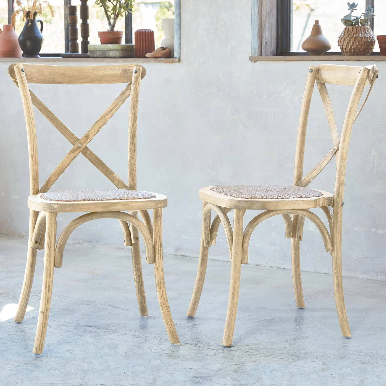 Chaise De Bistrot Vintage Bois (lot De 2) Couleur : Naturel 2 Chaise De Bistrot Vintage Bois (lot De 2) Couleur : Naturel