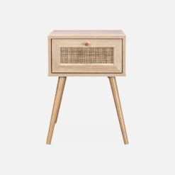 Table De Chevet Effet Bois Et Cannage, 1 Tiroir -Jardin Et Extérieur ibobesidraw f417b084ea32eb9f9d350e929f089660
