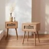 Lot De 2 Tables De Chevet Effet Bois Et Cannage
