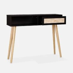 Console Scandinave Effet Bois Et Cannage Couleur : Noir -Jardin Et Extérieur iboconsolebk 7c149b752d3b44b09861ec03c5b7eebd
