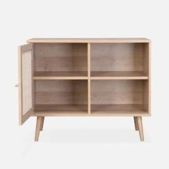 Buffet Scandinave Effet Bois Et Cannage 1 Porte 80 Cm Couleur : Naturel -Jardin Et Extérieur ibosideboardm 22f4e8683d17bcb6a982aa09d047979e