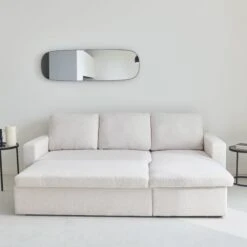 Canapé Convertible 3 Places Bouclettes Blanches -Jardin Et Extérieur iccsofaboucl d28116bab46908a1df2798737a086f09