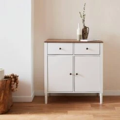 Buffet Placage Bois De Frêne 2 Tiroirs Et 2 Portes