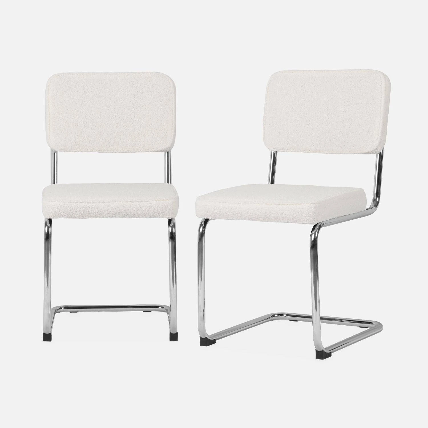Chaise Cantilever Bouclettes (lot De 2) 5 Chaise Cantilever Bouclettes (lot De 2) – Image 3