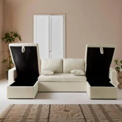 Canapé Panoramique Convertible 4 Places Tissu Bouclette -Jardin Et Extérieur icpurbsofabcl 07b49aa0370b847c66fc8dd8d79214c4