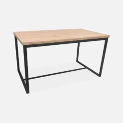 Table Et 2 Bancs Encastrables Acier Et Effet Bois 4 Places Couleur : Noir -Jardin Et Extérieur ids140r4 b4458aced375f84254996236a0f2bf3b