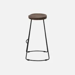 Tabouret De Bars Bois De Manguier Et Acier, Repose Pieds, 65cm (lot De 4) Couleur : Teinté Noyer -Jardin Et Extérieur ijabst65x4wal d48b465f12a6e536d137557066cadf88