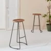 Tabouret De Bar Bois De Manguier Et Acier, Repose Pieds, 75cm (lot De 2) Couleur : Naturel -Jardin Et Extérieur ijabst75x2oak 1fd26dcf29a68fd69272f04b4594d9be