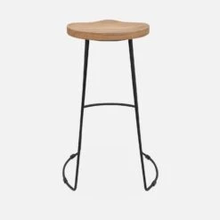 Tabouret De Bar Bois De Manguier Et Acier, Repose Pieds, 75cm (lot De 2) Couleur : Naturel -Jardin Et Extérieur ijabst75x2oak 22021dd0c73c113a51791acc5c4253e9