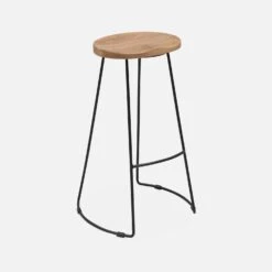 Tabouret De Bar Bois De Manguier Et Acier, Repose Pieds, 75cm (lot De 2) Couleur : Naturel -Jardin Et Extérieur ijabst75x2oak c4ee0cf02dbdad941bb68ae1977beef9