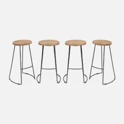 Tabouret De Bar Bois De Manguier Et Acier, Repose Pieds, 75cm (lot De 4) Couleur : Naturel 11 Tabouret De Bar Bois De Manguier Et Acier, Repose Pieds, 75cm (lot De 4) Couleur : Naturel -Jardin Et Extérieur ijabst75x4oak e70e5bacafc9c23d85285ece6a55858e