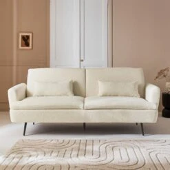 Canapé Convertible 2-3 Places Tissu Bouclette