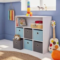 Meuble Rangement Enfant 6 Paniers Couleur : Bleu