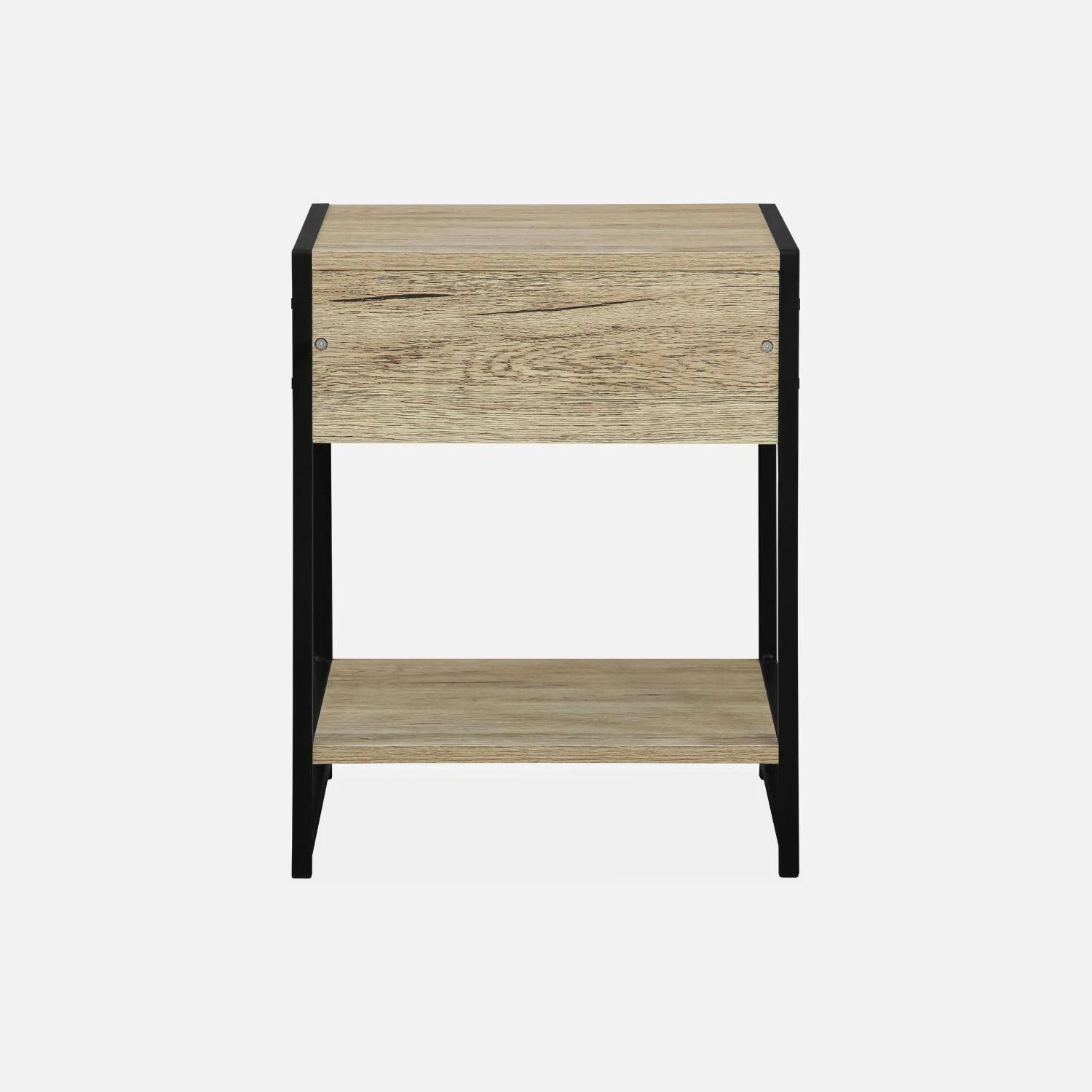 Table De Chevet Industrielle, Effet Bois Et Métal (lot De 2) 10 Table De Chevet Industrielle, Effet Bois Et Métal (lot De 2) – Image 8