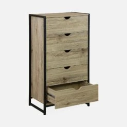 Commode Industrielle Effet Bois Et Métal 5 Tiroirs -Jardin Et Extérieur ilfchest5dbn 39b8d939a6864e49833801213bf6d43f