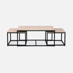 Table Gigogne Encastrable Métal Et Effet Bois (lot De 3) Couleur : Bois -Jardin Et Extérieur ilfctgigbn dc436fbc07a33292127b372f1772baa5