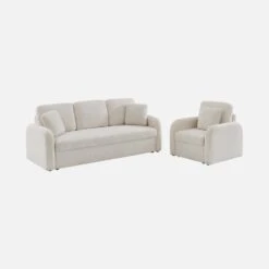 Fauteuil Tissu Bouclette Blanche, Lignes Arrondies -Jardin Et Extérieur imlsofa1boucl e859cb6b925b716cae0df99e16910280