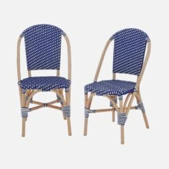Chaise Bistrot En Rotin Et Polyrotin (lot De 2) Couleur : Bleu -Jardin Et Extérieur imonchrx2blu cd0efabf0d24656706f0a54776cb269d