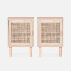 Lot De 2 Tables De Chevet En Cannage -Jardin Et Extérieur inatbedsidex2 c79ad170805ad1d79b7a264bde881a90