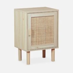 Table De Chevet Cannage Et Effet Bois -Jardin Et Extérieur inatbeside 3891d83404974fba92a484e198cdc5fa