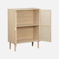 Buffet Cannage Et Effet Bois 2 Portes 80 Cm -Jardin Et Extérieur inatcabinet 86a90ade036984fff0cf46ea55e078b0