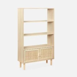 Etagère Bibliothèque Cannage Et Effet Bois 3 Niveaux 2 Portes -Jardin Et Extérieur inatstorshelf 8444bd31cf363f18426406ca088daa4e