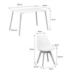 Table à Manger Scandinave Pieds Bois 4 Chaises -Jardin Et Extérieur iscadinsetwh 938cf79554aa6863fbaade242fb18f7b