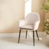 Fauteuil Velours Et Pieds Métal Couleur : Blanc Cassé