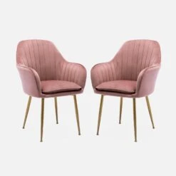 Fauteuil Velours Et Pieds Métal (lot De 2) Couleur : Vieux Rose -Jardin Et Extérieur isharmvvopkx2 b647b10547f56a694879f2227085e000