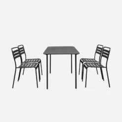 Table De Jardin Métal, 4 Chaises Couleur : Anthracite -Jardin Et Extérieur mt120x70r4at 2519be5ba348e41186ae57c04fd73b3a