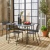 Table De Jardin Métal, 4 Chaises Couleur : Anthracite