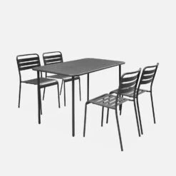 Table De Jardin Métal, 4 Chaises Couleur : Anthracite -Jardin Et Extérieur mt120x70r4at 66bd54c09bf628799fe898d346d91e5d