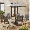 Table De Jardin Acier, 6 Fauteuils Et 1 Parasol -Jardin Et Extérieur mt140r6umbat 5b6f13107538d364f06cfe47135d61eb