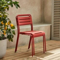 Chaise De Jardin En Acier (lot De 2) Couleur : Terracotta -Jardin Et Extérieur mtchrx2tc 02bec222dc75d5d4d0f965dc26b80768