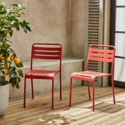 Chaise De Jardin En Acier (lot De 2) Couleur : Terracotta