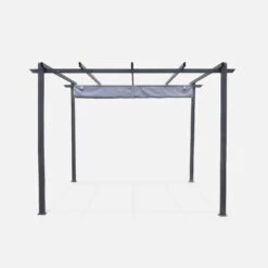 Pergola, Aluminium, 3x3m, Toile Coulissante Couleur : Gris -Jardin Et Extérieur pgakd3x3gy 3c6cf7248e753a73aa6a62b4ad3a20b5