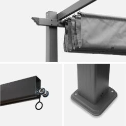 Pergola Aluminium 3x4m Toile Coulissante Couleur : Gris -Jardin Et Extérieur pgakd3x4gy 560692b7555f3ebfbd18da1c249fc482