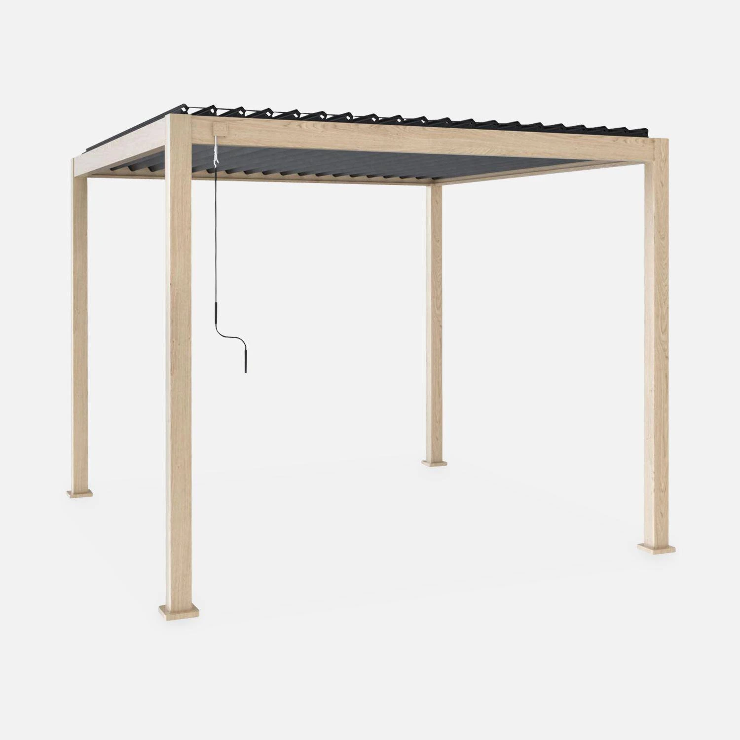Pergola Bioclimatique Aluminium 3x3 M Lames Orientables Couleur : Bois 3 Pergola Bioclimatique Aluminium 3x3 M Lames Orientables Couleur : Bois