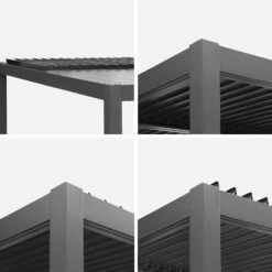Pergola Bioclimatique, Aluminium Et Acier, 3x3 M, Lames Orientables 11 Pergola Bioclimatique, Aluminium Et Acier, 3x3 M, Lames Orientables -Jardin Et Extérieur pgbcslc3x3at e78af7d0cb95c7cdc50da004704a1737