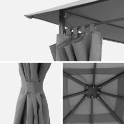 Tonnelle 3x4 M Avec Rideaux Couleur : Gris -Jardin Et Extérieur pgskd3x4gy d371a84da33644b9db6339e128e09cbf