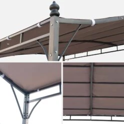 Pergola Acier 3x2,5 M Couleur : Taupe -Jardin Et Extérieur pgskdwallbn 72a2e91228110d7b2da616e2bb629b1d
