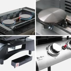 Plancha Gaz 2 Brûleurs Inox 5kW 9 Plancha Gaz 2 Brûleurs Inox 5kW -Jardin Et Extérieur ph1002sb 5e4dd81371a6a7a3362f640fe20d90b1