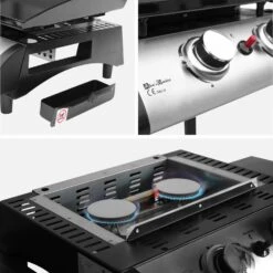 Plancha Gaz 2 Brûleurs Inox 5kW Avec Chariot 13 Plancha Gaz 2 Brûleurs Inox 5kW Avec Chariot -Jardin Et Extérieur ph1002trolley deee851e3483b9886c04c9fc9945e3fd