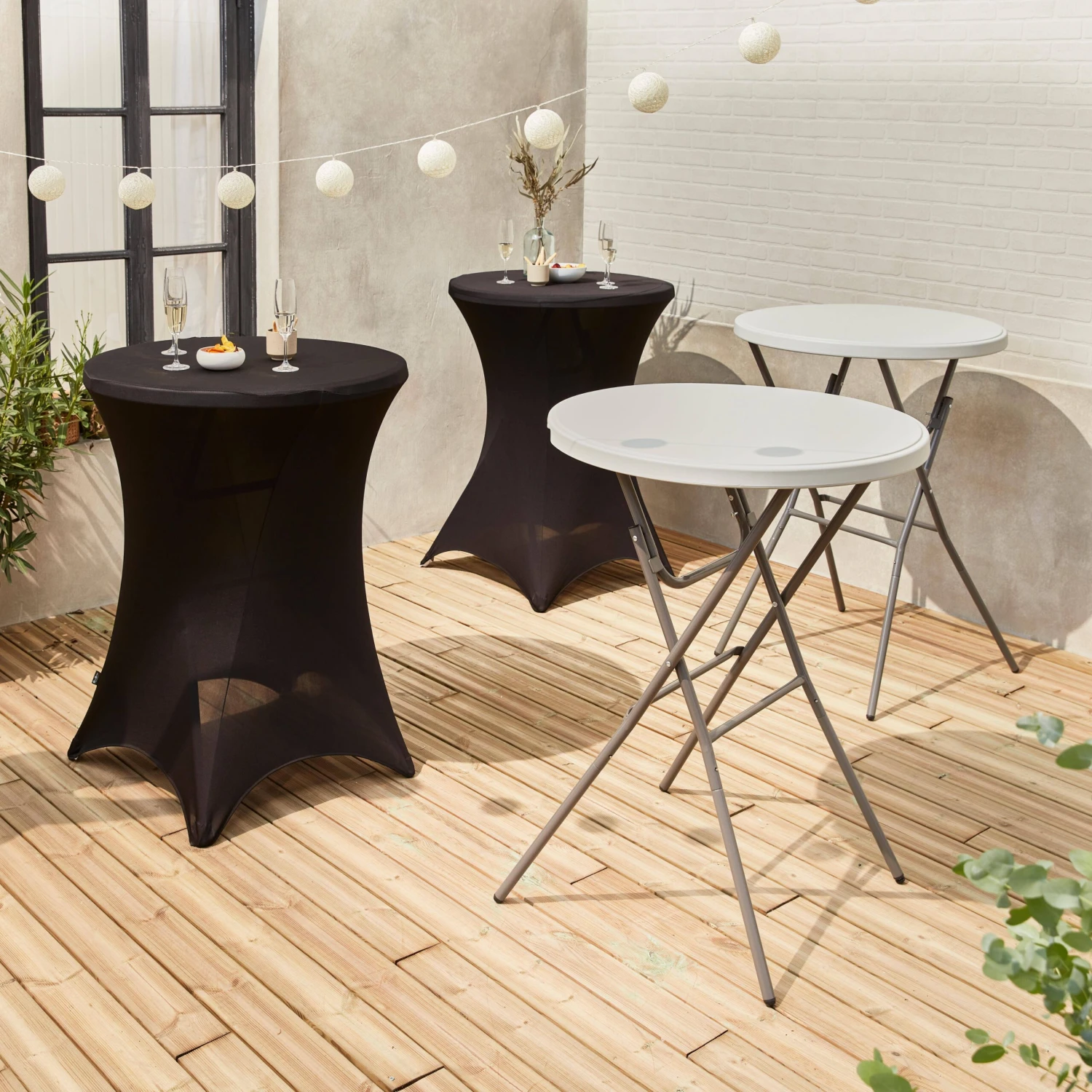 Table Mange Debout Pliable Avec Housse De Protection (lot De 2) Couleur : Noir 3 Table Mange Debout Pliable Avec Housse De Protection (lot De 2) Couleur : Noir