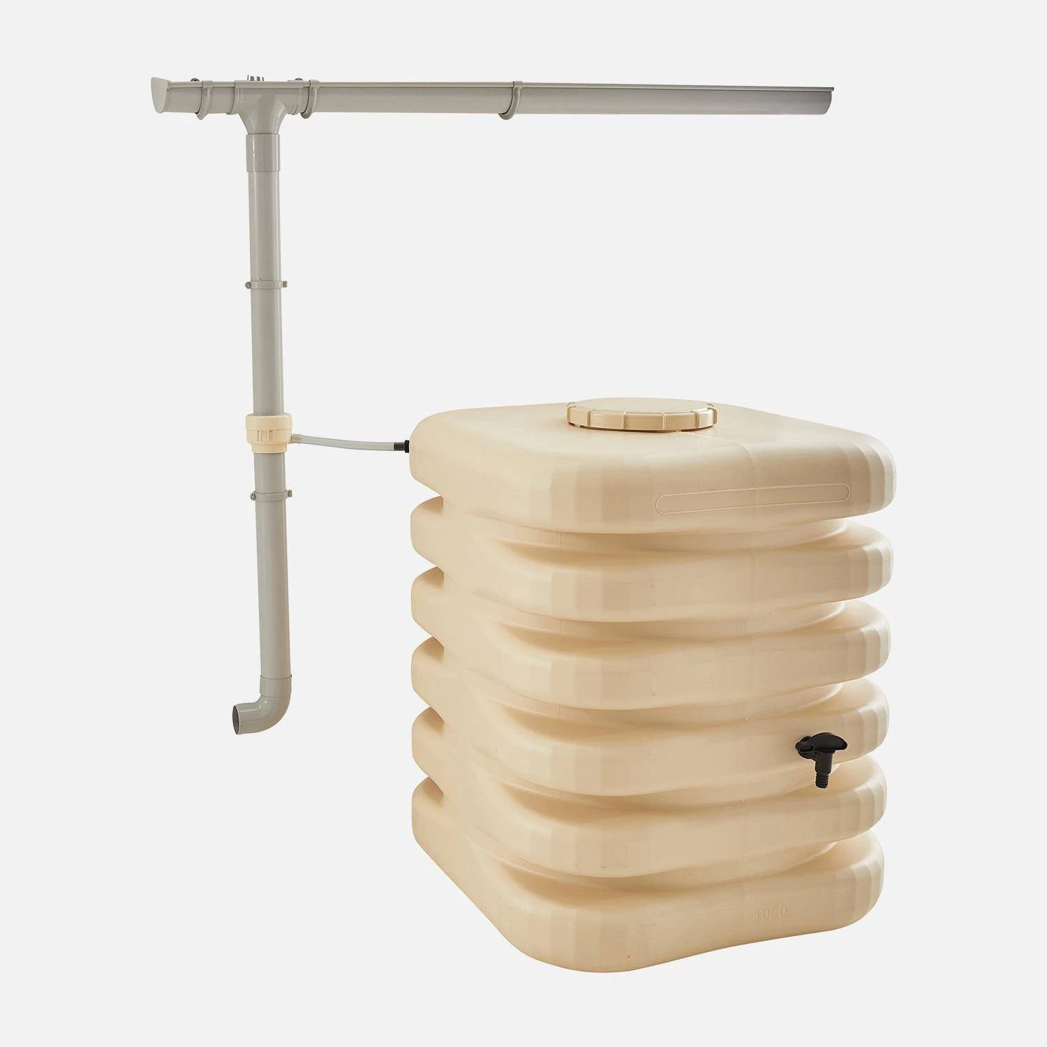 Récupérateur D'eau Cubique 1000L Couleur : Beige 4 Récupérateur D'eau Cubique 1000L Couleur : Beige – Image 2