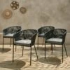 Fauteuil De Jardin Corde Et Acier Galvanisé (lot De 4) Couleur : Noir / Gris -Jardin Et Extérieur ropearmx4bk 852c1715b4e6465e0c4849ae00cc8d3c