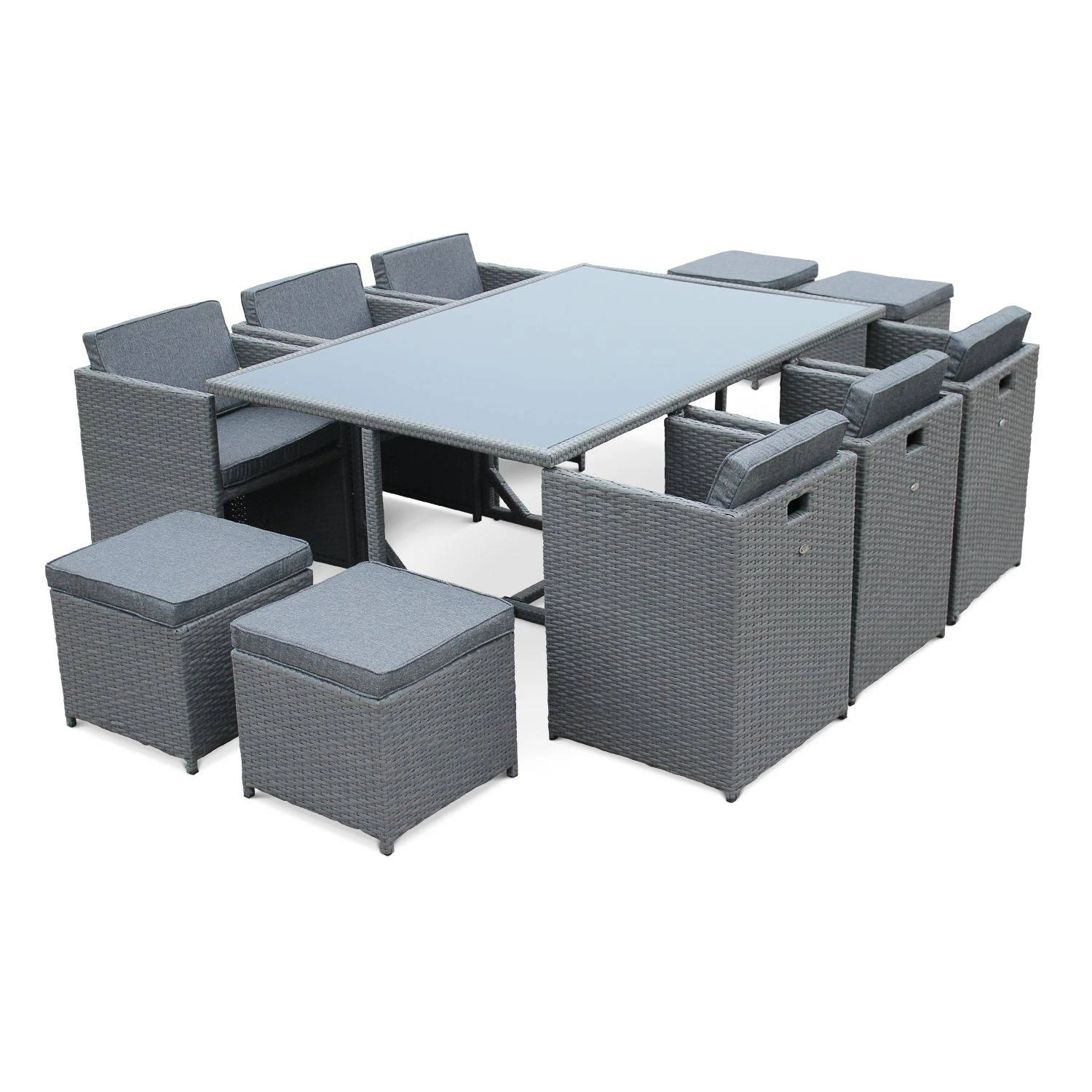 Salon De Jardin 6-10 Places Avec Housse - Vasto Couleur : Gris / Gris 4 Salon De Jardin 6-10 Places Avec Housse - Vasto Couleur : Gris / Gris – Image 2