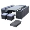Table De Jardin Vasto 12 Et Sa Housse Couleur : Noir / Gris -Jardin Et Extérieur salon de jardin 8 12 places vasto avec housse de protection coloris noir coussins gris table encastrable 2d114fc99aa4b054fad86bc3ef28079a